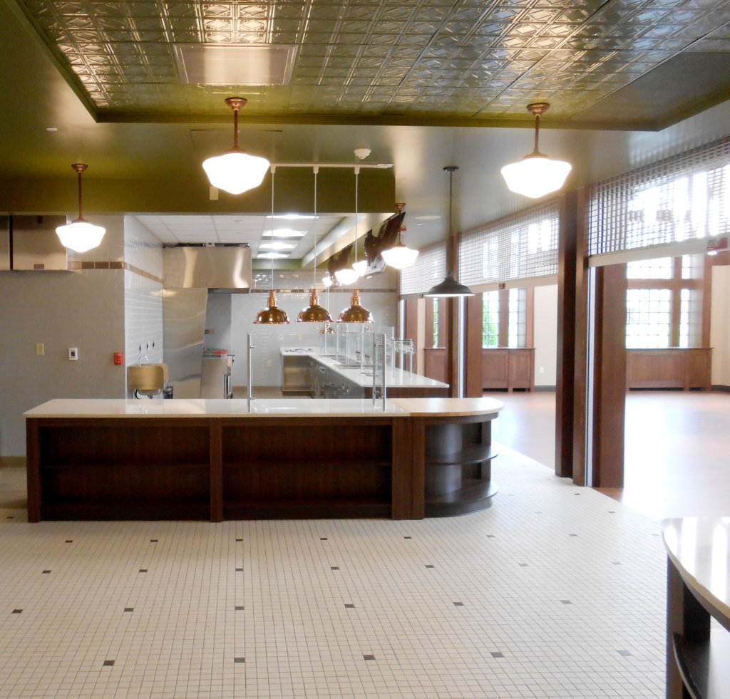 The kitchen area of the MacDonald Student Commons.