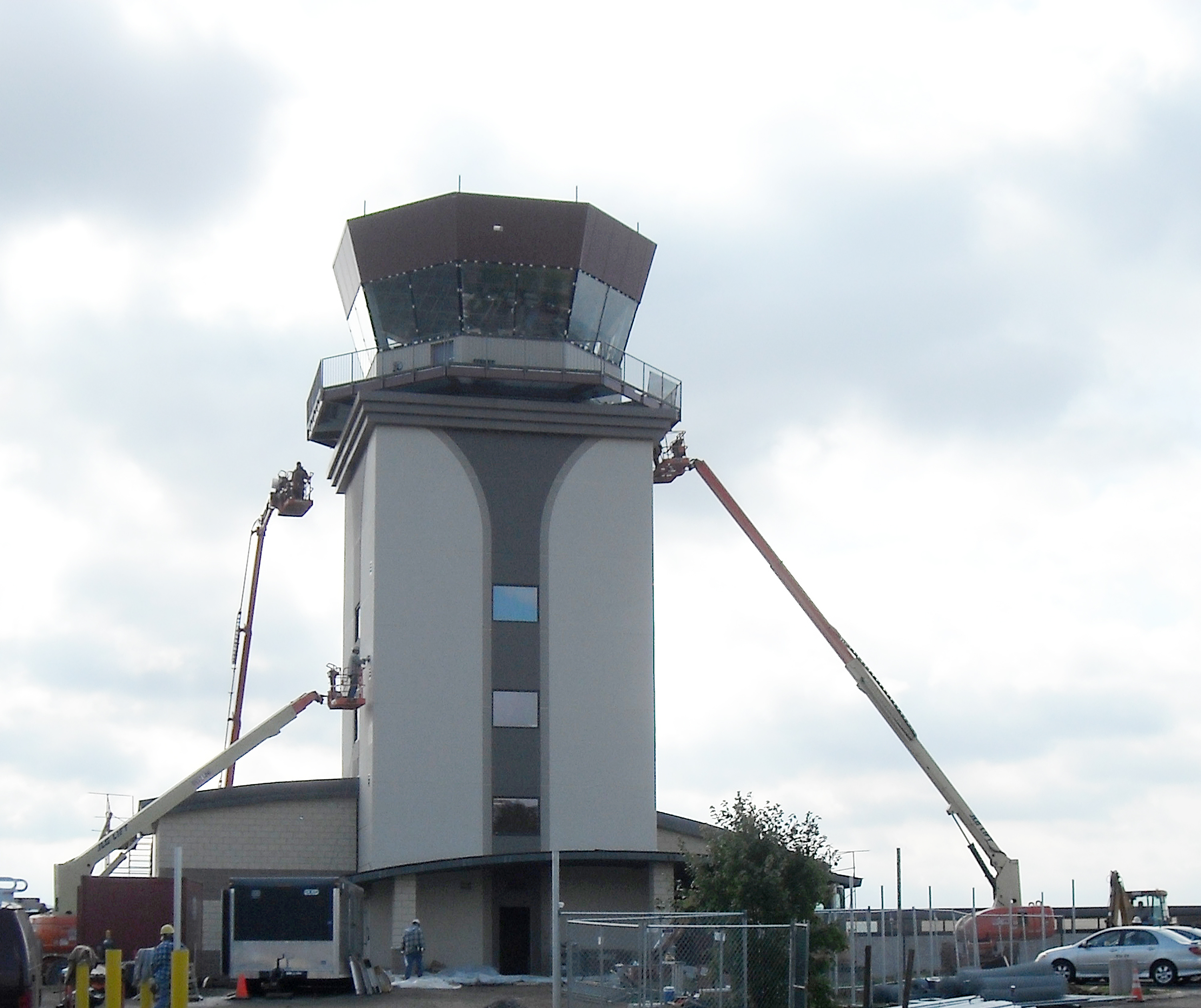 The Zartman team works on the air traffic control tower.