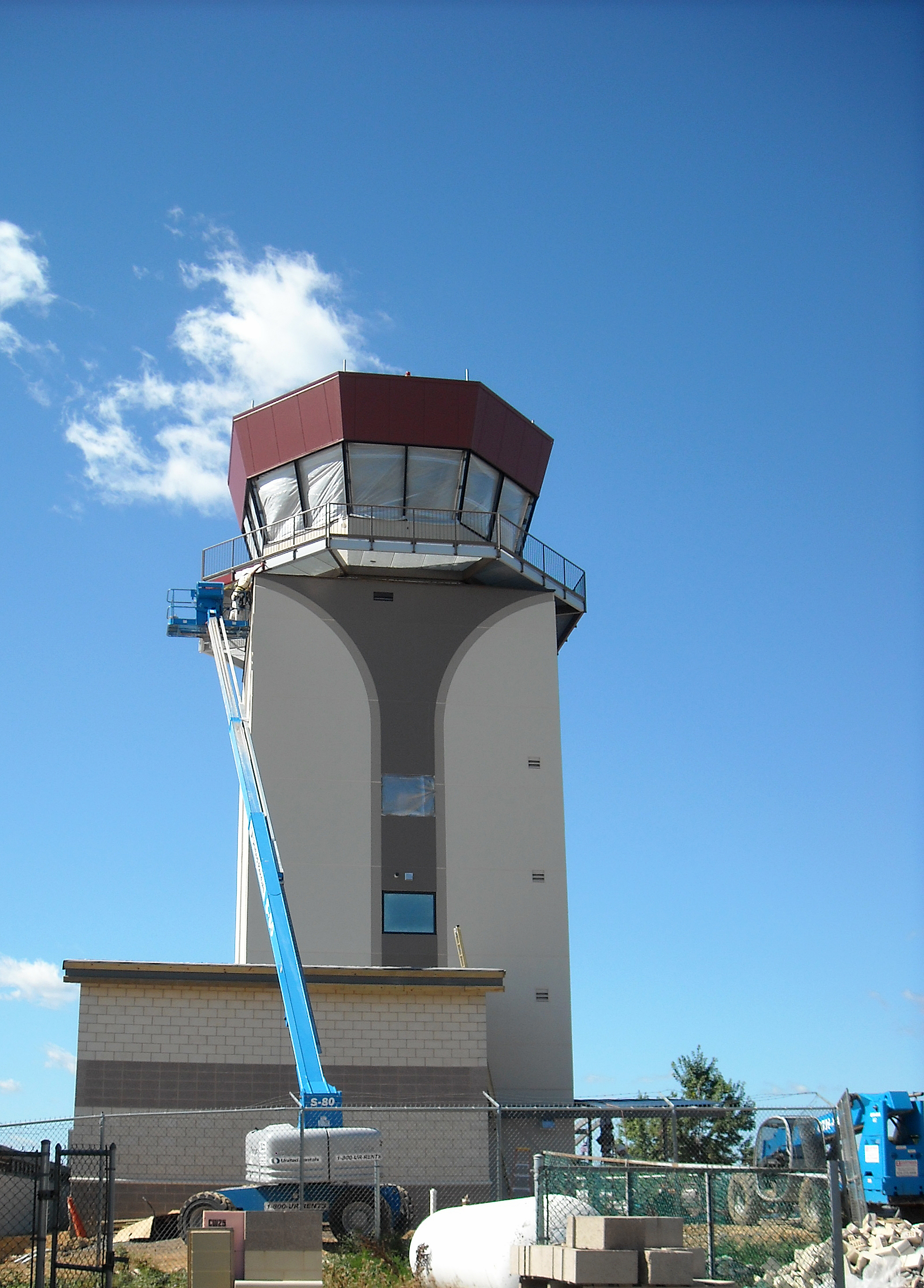 The Zartman team works on the air traffic control tower.