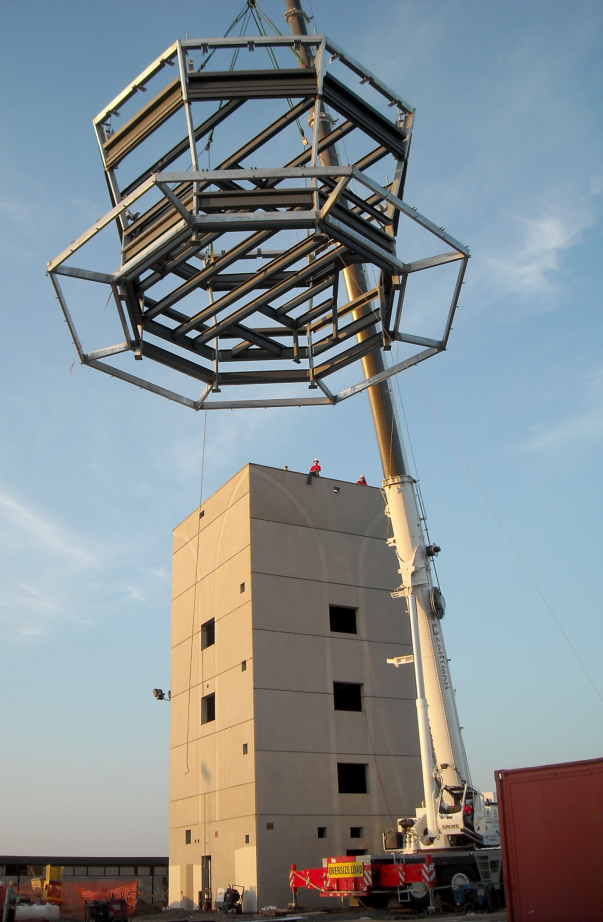 The Zartman team works on the air traffic control tower.