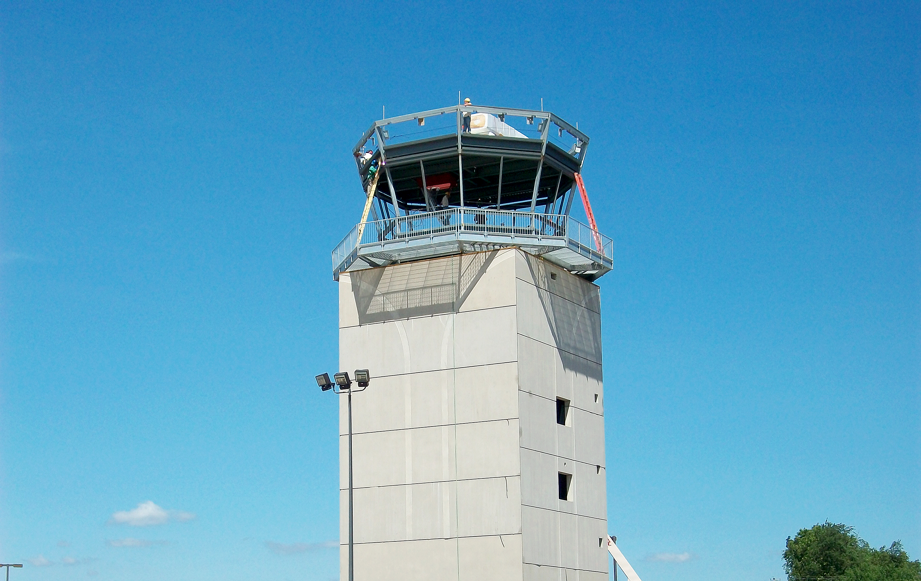 The Zartman team works on the air traffic control tower.