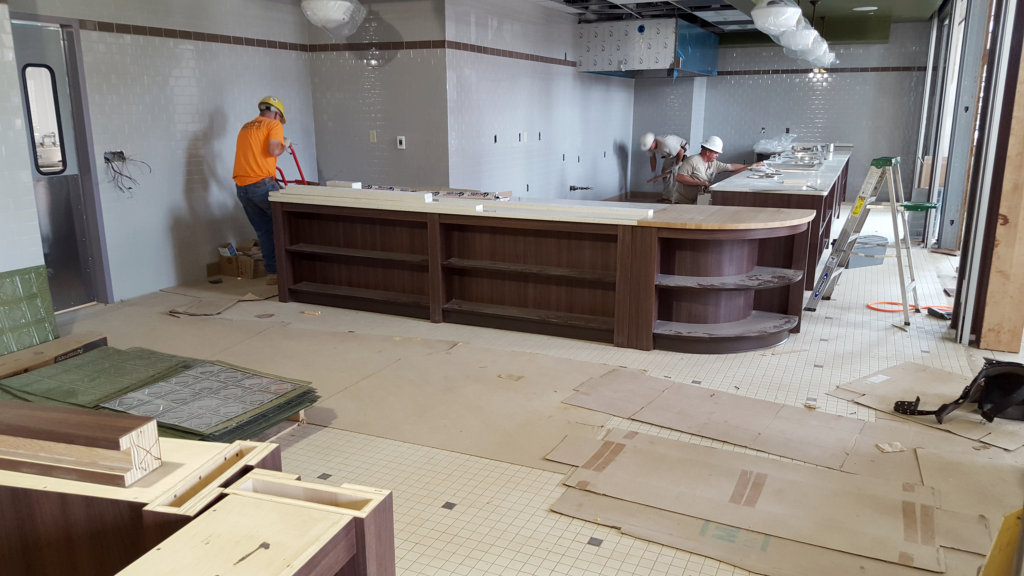 The Zartman team works on the kitchen area of MacDonald Commons at Bucknell University.