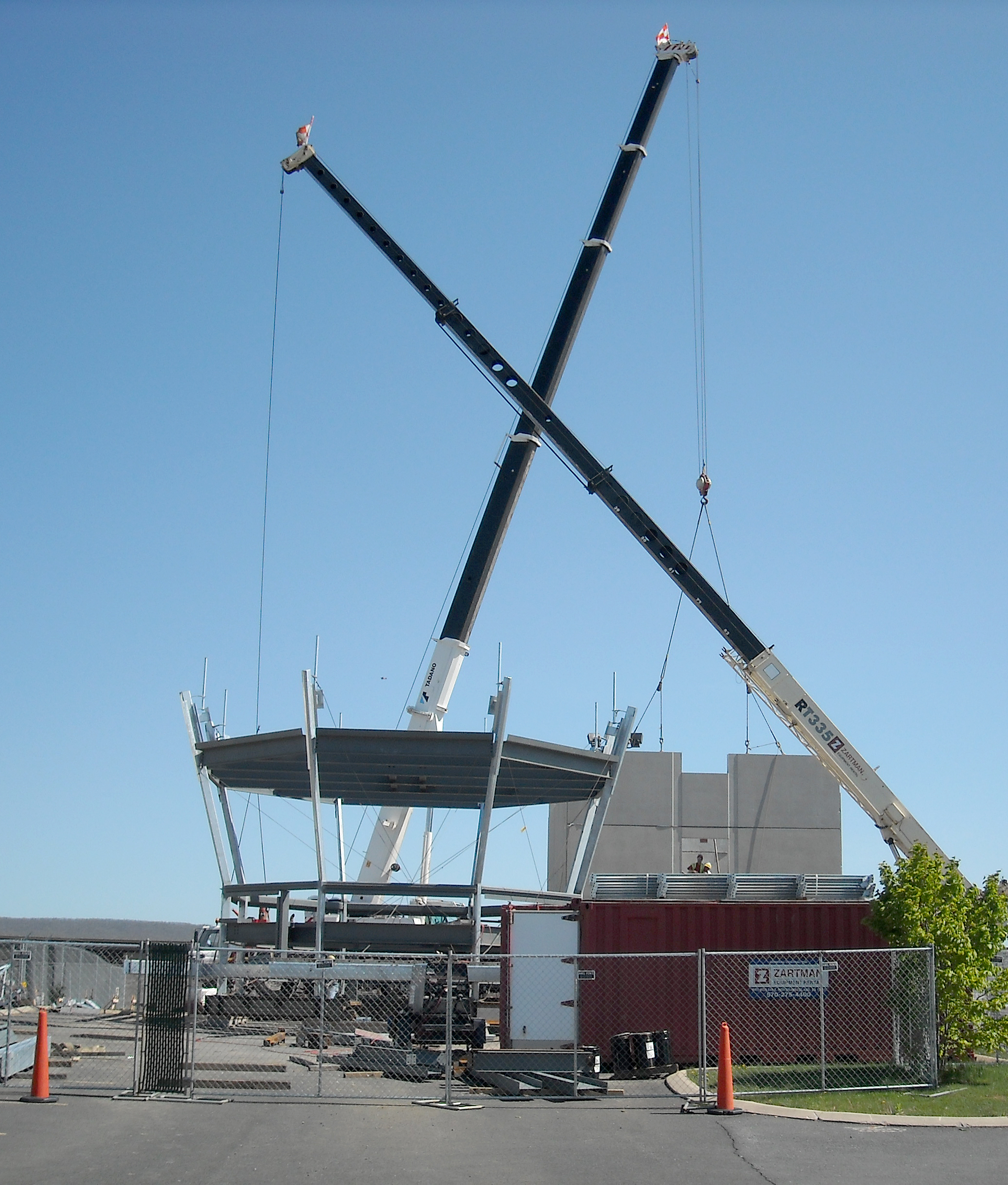 The Zartman team works on the air traffic control tower.