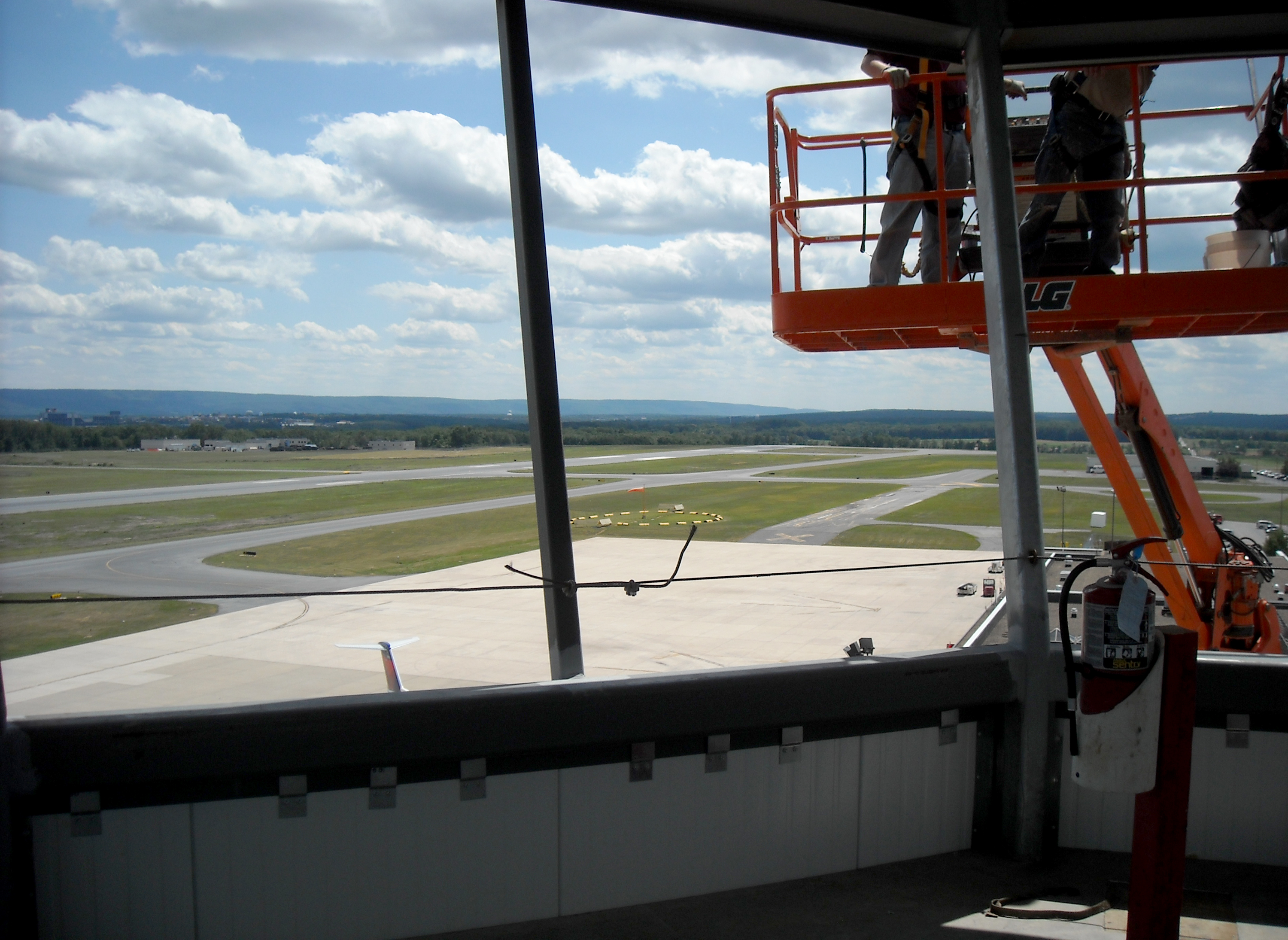 The Zartman team works on the air traffic control tower.