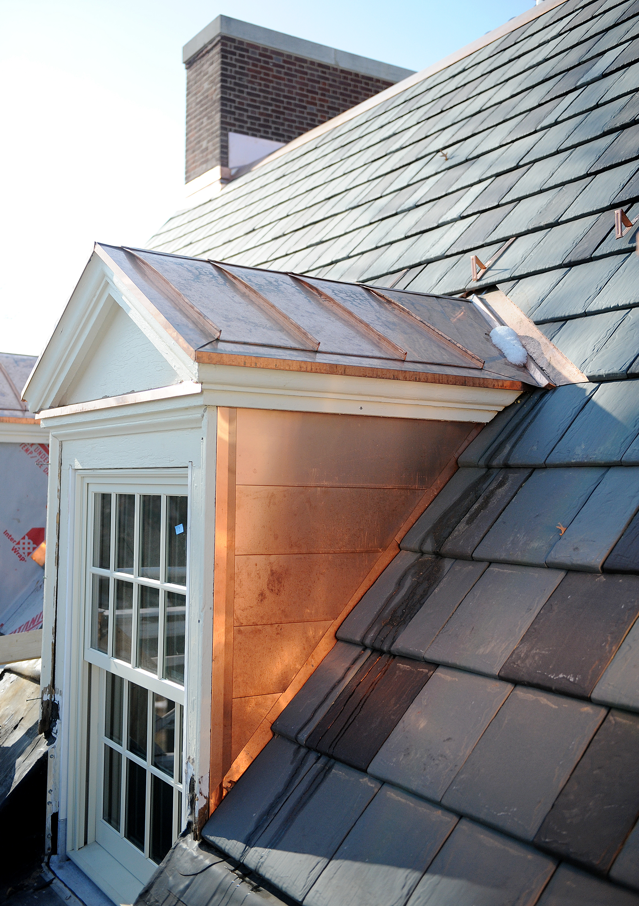 A new roof, utilizing simulated terra cotta slate shingles, was added to Hildreth-Mirza Hall at Bucknell University.