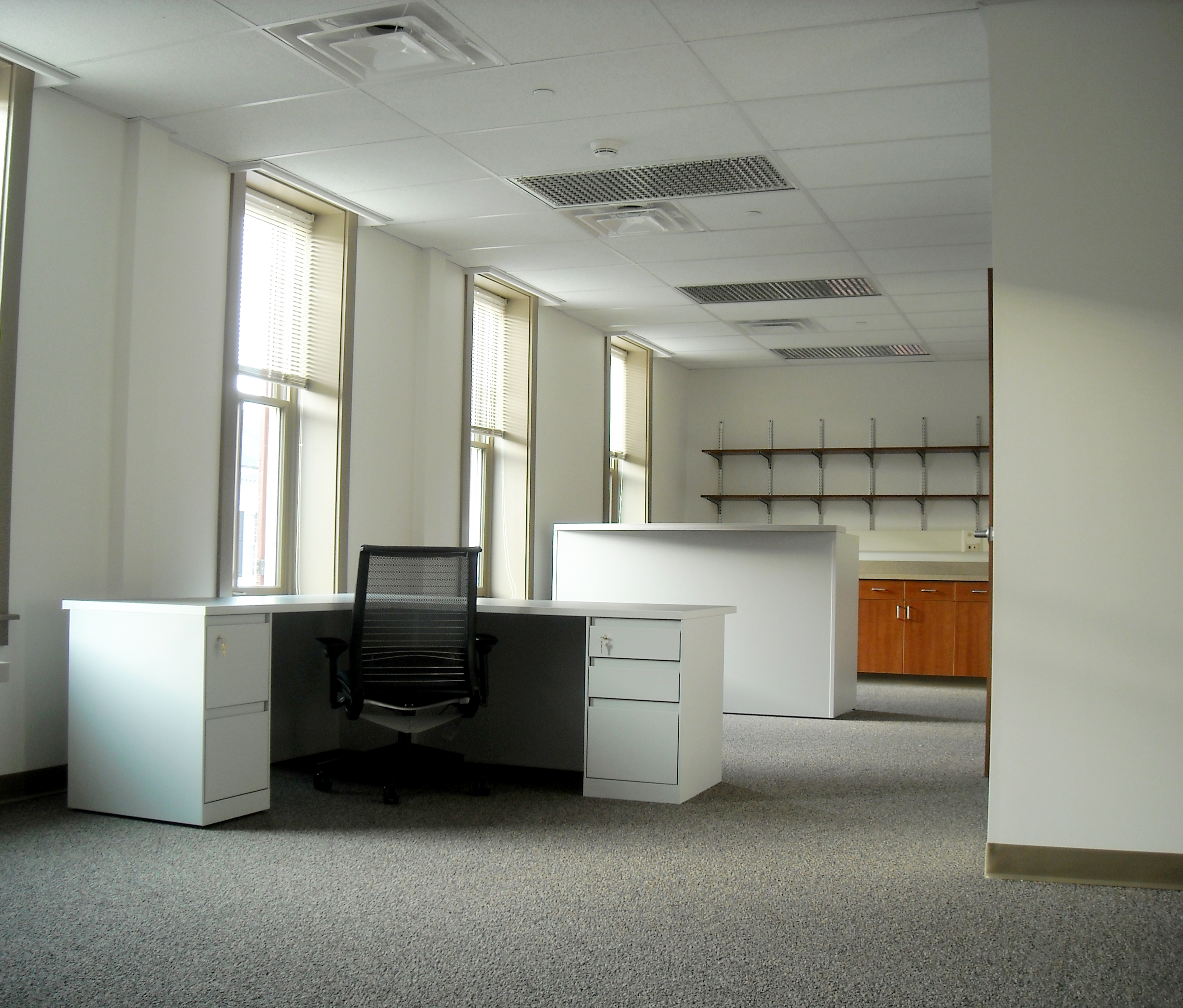 An office after renovations at the DeWitt Building at Bucknell University.