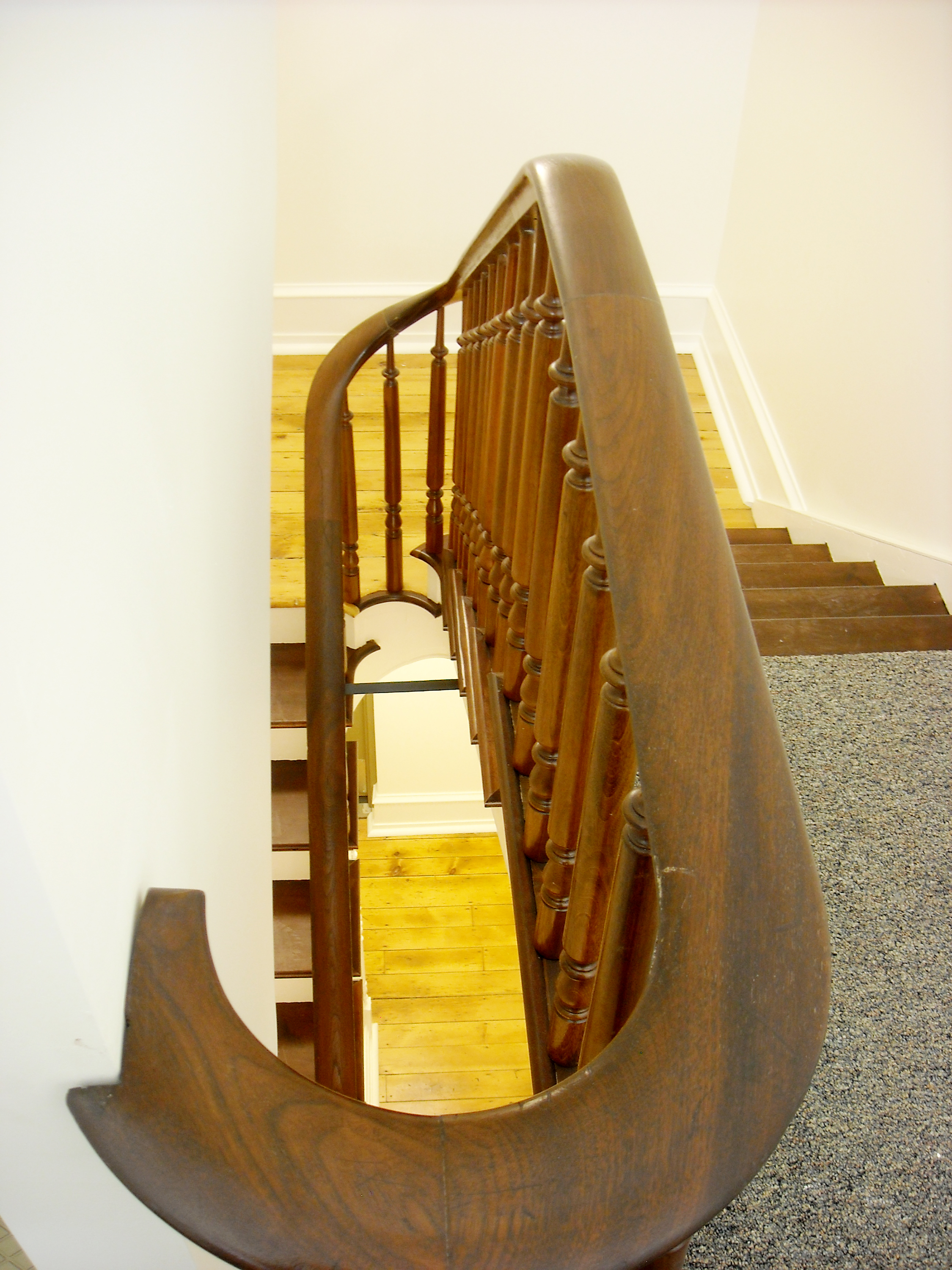 The stairway after renovations at the DeWitt Building at Bucknell University.