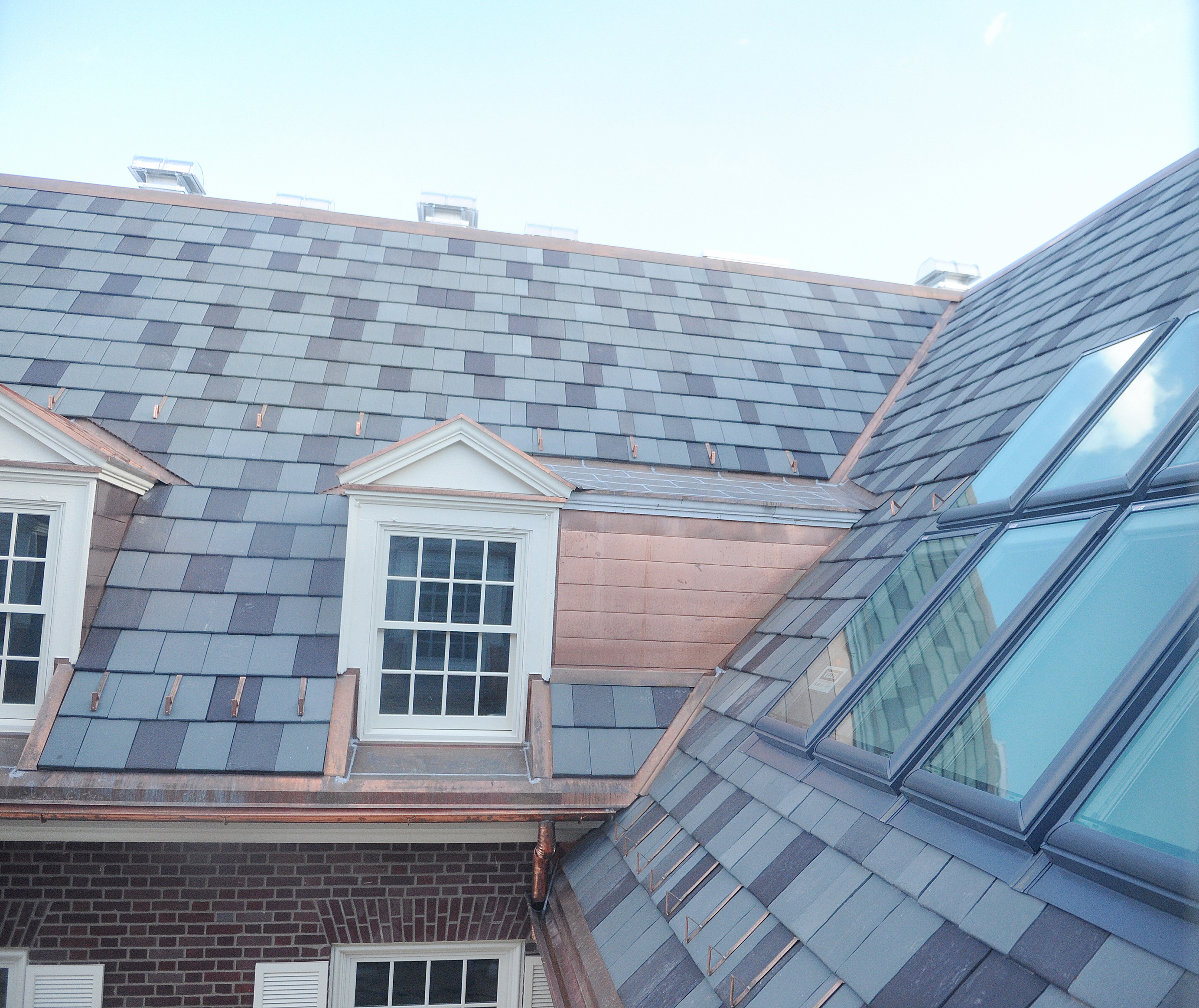 A new roof, utilizing simulated terra cotta slate shingles, was added to Hildreth-Mirza Hall at Bucknell University.