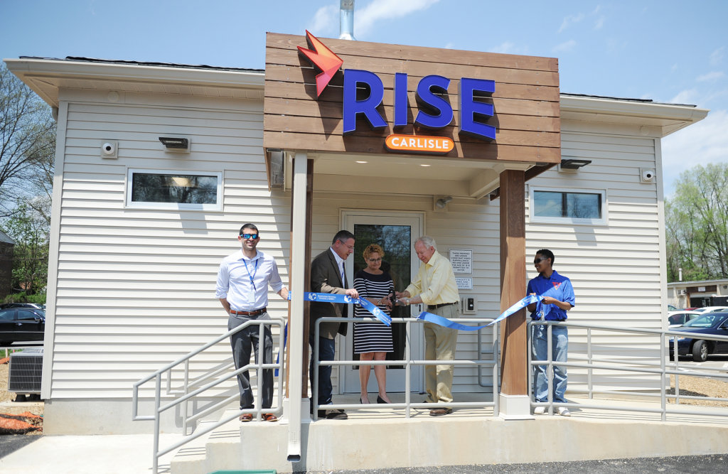 The ribbon is cut at RISE Carlisle.