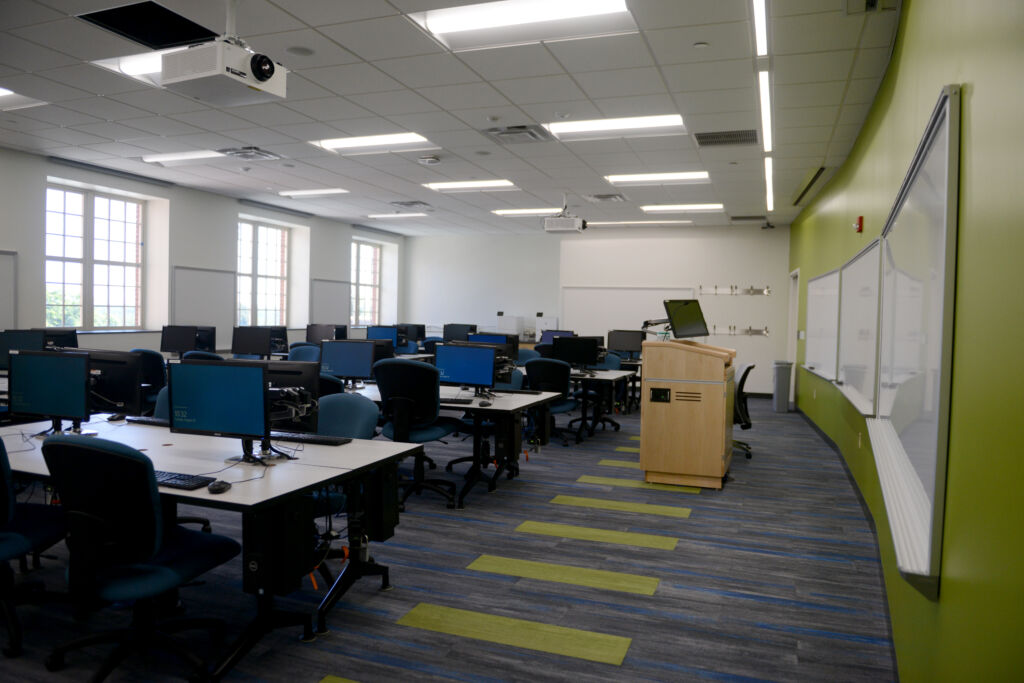 A classroom inside Academic East at Bucknell University