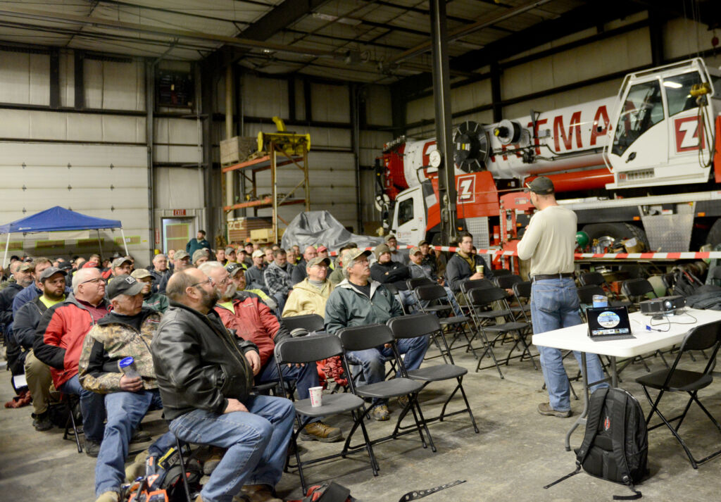 Craig Shaffer discussed acceptable risk and taking chances in the construction field during Zartman Construction's annual employee safety training.