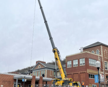 115 ton crane on location for HVAC company.