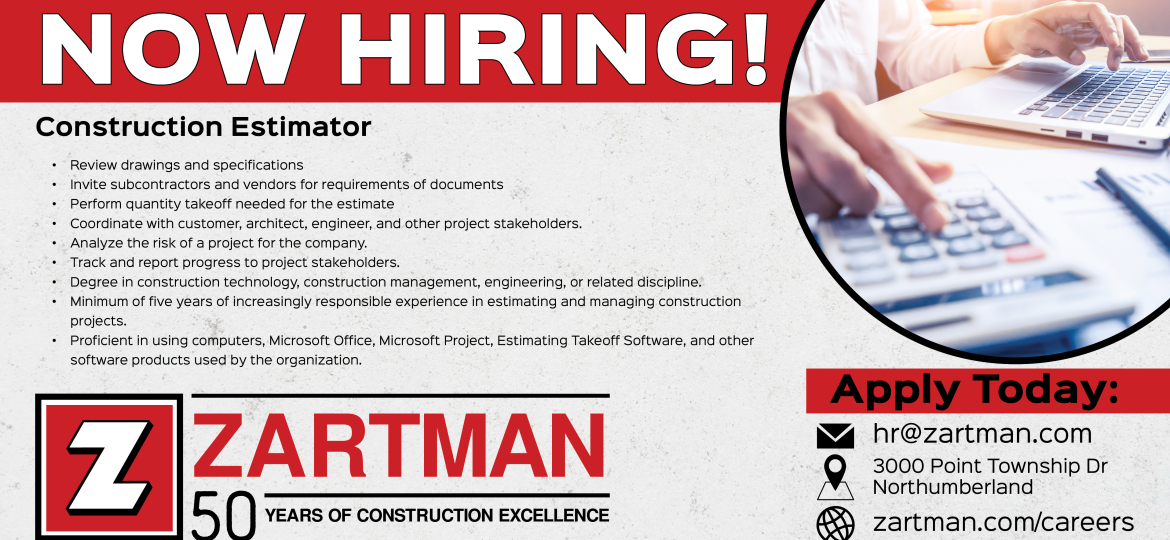 Now Hiring Construction Estimator