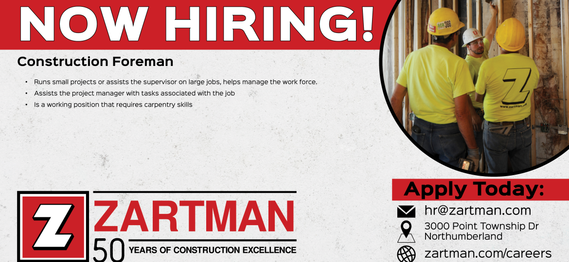 Now Hiring Foreman