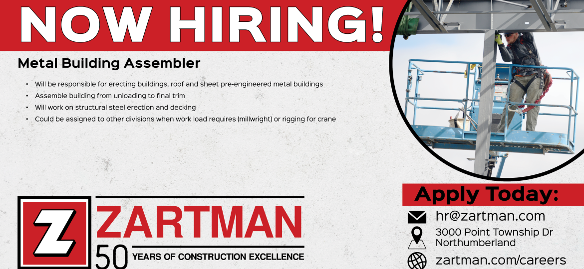 Now Hiring Metal Building Assembler