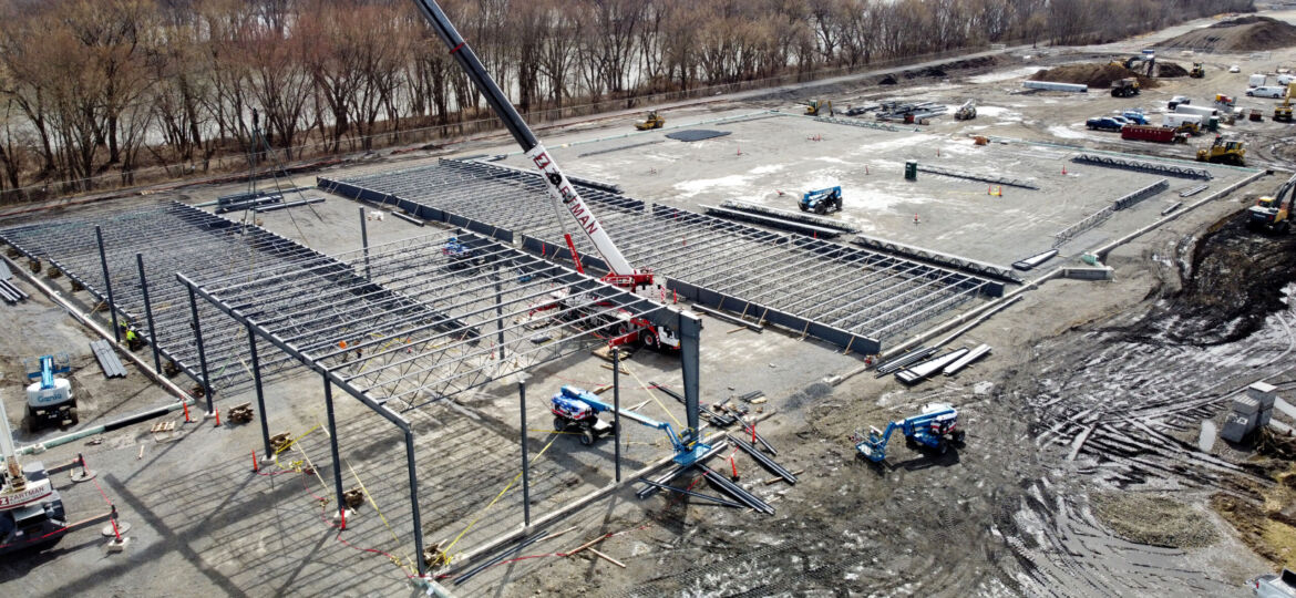 Zartman Construction works on a large metal building in central Pa.